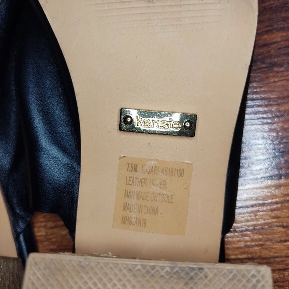 Kensie Hajari Genuine Black Leather Heeled Sandals - Picture 7 of 12